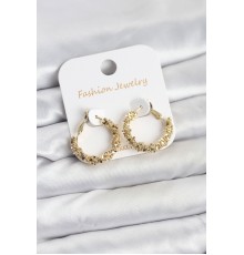 Pirinç Gold Renk Küçük Tırtıklı Halka Model Kadın Küpe