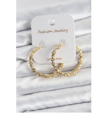 Pirinç Gold Renk Tırtıklı Halka Model Kadın Küpe
