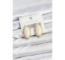 Beyaz Badem Model Vintage Kadın Küpe
