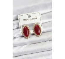 Kırmızı Badem Model Vintage Kadın Küpe