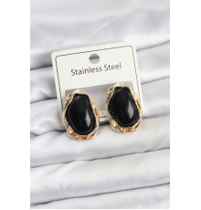 Siyah Damla Model Pirinç Vintage Kadın Küpe