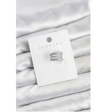 Gümüş Renk Zirkon Taşlı Pirinç Kıkırdak Earcuff Küpe