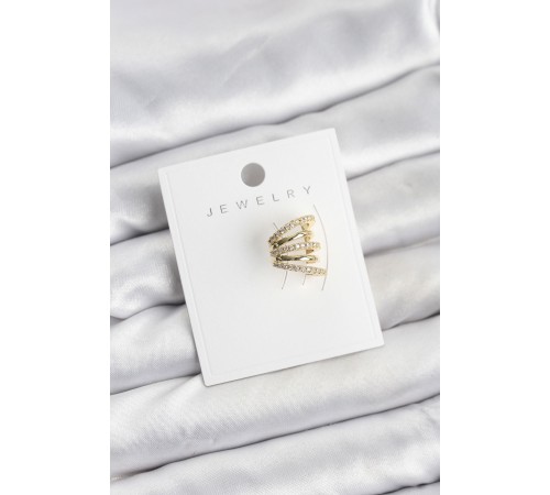 Gold Renk Pirinç Zirkon Taşlı Kıkırdak Earcuff Küpe