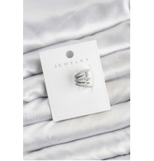 Gümüş Renk Pirinç Zirkon Taşlı Kıkırdak Earcuff Küpe