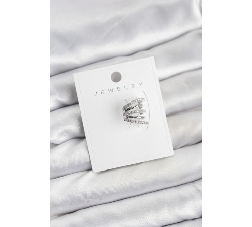 Gümüş Renk Pirinç Zirkon Taşlı Kıkırdak Earcuff Küpe