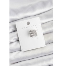 Pirinç Gümüş Renk Zirkon Taşlı Earcuff Kıkırdak Küpe