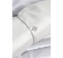 Yonca Model Zirkon Taşlı Gümüş Renk Asansörlü Su Yolu Bileklik