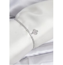 Yonca Model Zirkon Taşlı Gümüş Renk Asansörlü Su Yolu Bileklik