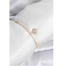 Yonca Model Zirkon Taşlı Gold Renk Asansörlü Su Yolu Bileklik