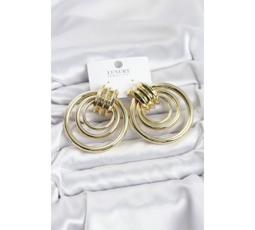 Pirinç Gold Renk Halka Model Vintage Kadın Küpe
