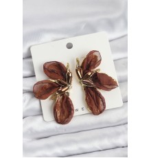 Lotus Model Kahverengi Renk Tüllü Kadın Küpe