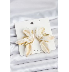 Lotus Model Beyaz Renk Tüllü Kadın Küpe