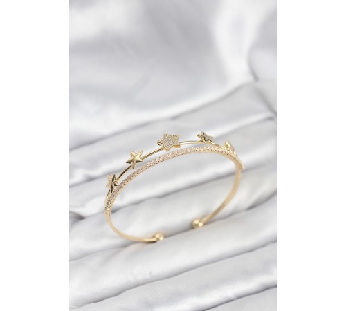 Yıldız Model Gold Renk Pirinç Kadın Bileklik