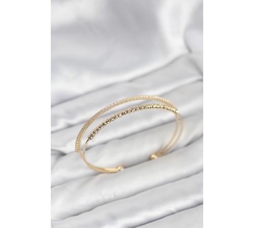 Dorika Model Pirinç Gold Renk Kadın Bileklik