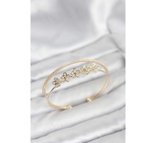 Çiçek Model Pirinç Gold Renk Kadın Bileklik