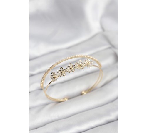 Çiçek Model Pirinç Gold Renk Kadın Bileklik
