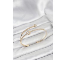 Kalp Model Pirinç Gold Renk Kadın Bileklik