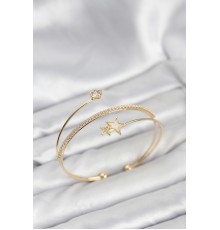 Yıldızlı Model Pirinç Gold Renk Kadın Bileklik