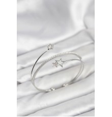 Yıldızlı Model Pirinç Gümüş Renk Kadın Bileklik