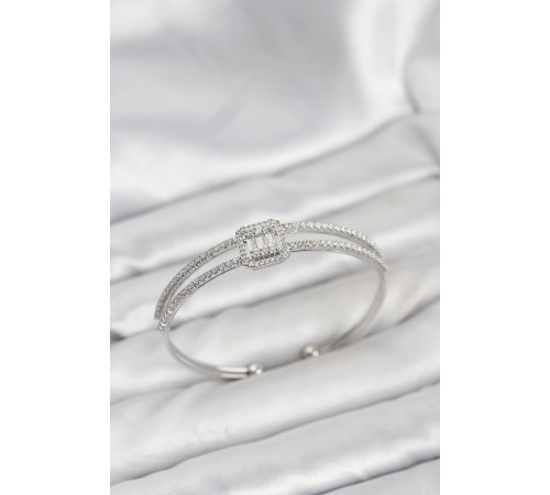 Pirinç Gümüş Renk Baget Model Kadın Bileklik