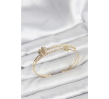 Pirinç Gold Renk Yonca Model Kadın Bileklik