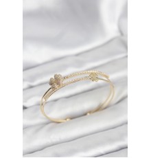 Pirinç Gold Renk Yonca Model Kadın Bileklik