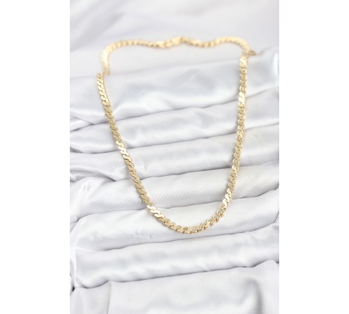 Pirinç Gold Renk Yassı Zincir Kadın Kolye