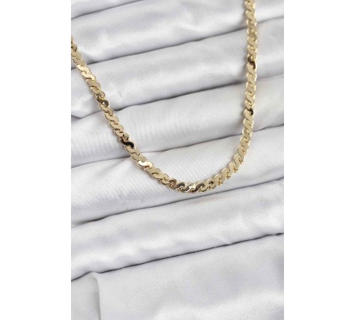 Pirinç Gold Renk Yassı Zincir Kadın Kolye