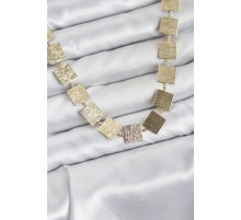 Kare Plaka Model Gold Renk Kadın Kolye