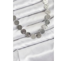 Yuvarlak Plaka Model Gümüş Renk Kadın Kolye