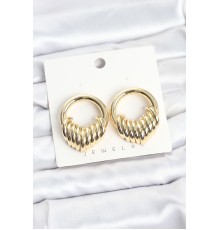 Pirinç Gold Renk Halka Sarmal Model Vintage Kadın Küpe