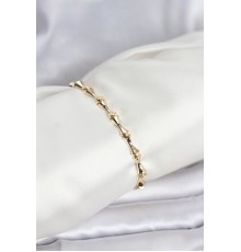 Pirinç Gold Renk VIP Seri Kemik Model Zirkon Taşlı Kadın Bileklik
