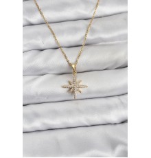 316L Çelik Zincir Gold Renk Kutup Yıldızı Model Zirkon Taşlı Kadın Kolye