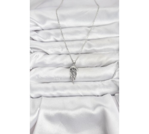 316L Çelik Zincir Gümüş Renk Deniz Anası Model Zirkon Taşlı Kadın Kolye