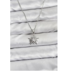 316L Çelik Zincir Gümüş Renk Yıldız Model Zirkon Taşlı Kadın Kolye