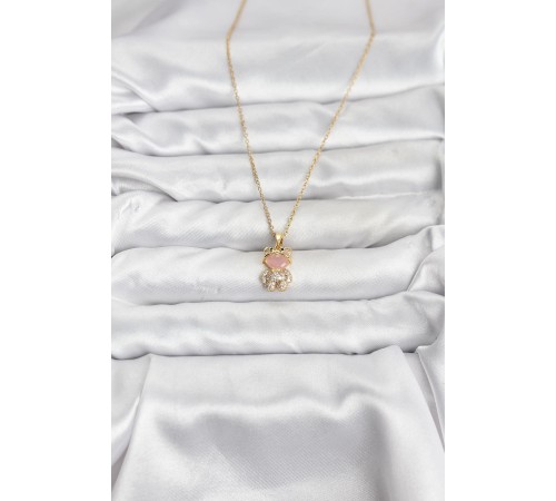 316L Çelik Zincir Gold Renk Teddy Bear Model Zirkon Taşlı Kadın Kolye