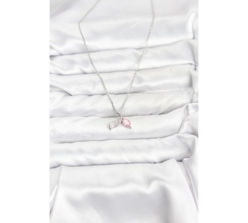 316L Çelik Zincir Gümüş Renk Balık Kuyruğu Model Zirkon Taşlı Kadın Kolye