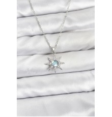 316L Çelik Zincir Gümüş Renk Kutup Yıldızı Model Zirkon Taşlı Kadın Kolye