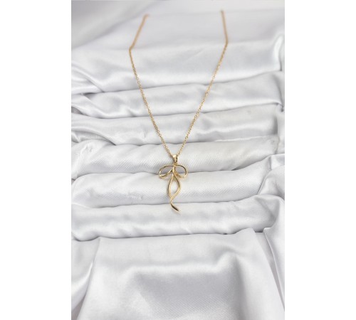 316L Çelik Zincir Gold Renk Fiyonk Model Kadın Kolye