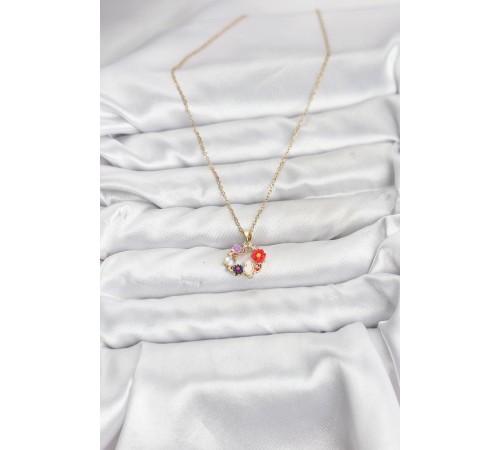 316L Çelik Zincir Gold Renk Çiçekli Kedili Model Kadın Kolye