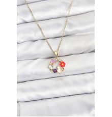 316L Çelik Zincir Gold Renk Çiçekli Kedili Model Kadın Kolye