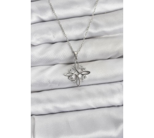 316L Çelik Zincir Gümüş Renk Sonsuzluk Model Zirkon Taşlı Kadın Kolye