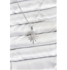 316L Çelik Zincir Gümüş Renk Kutup Yıldızı Model Zirkon Taşlı Kadın Kolye