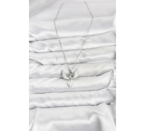 316L Çelik Zincir Gümüş Renk Anka Kuşu Model Kadın Kolye