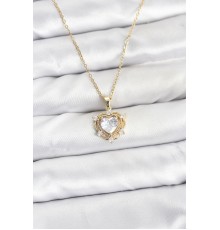 316L Çelik Zincir Gold Renk Kalp Model Zirkon Taşlı Kadın Kolye
