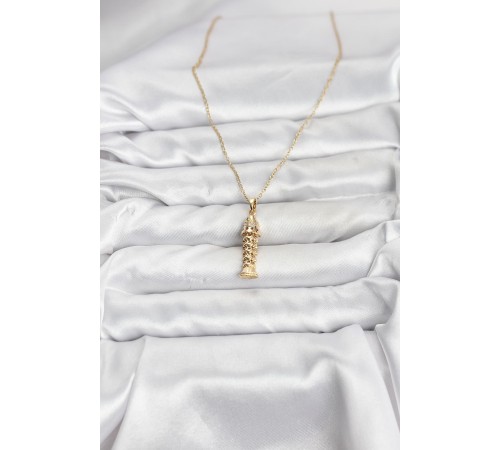 316L Çelik Zincir Gold Renk Balık Model Zirkon Taşlı Kadın Kolye