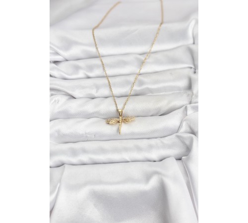 316L Çelik Zincir Gold Renk Yusufçuk Model Zirkon Taşlı Kadın Kolye