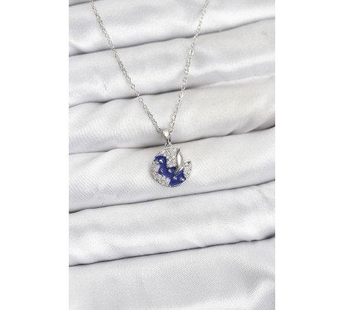 316L Çelik Zincir Gümüş Renk Gece Model Zirkon Taşlı Kadın Kolye