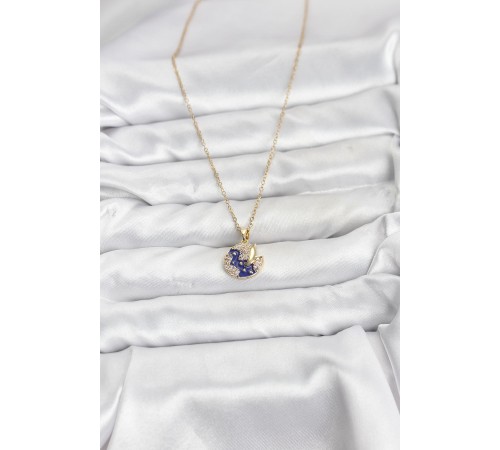 316L Çelik Zincir Gold Renk Gece Model Zirkon Taşlı Kadın Kolye