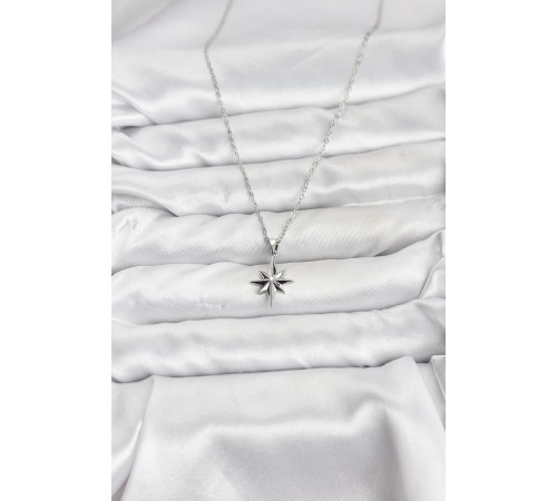 316L Çelik Zincir Gümüş Renk Kutup Yıldızı Model Kadın Kolye